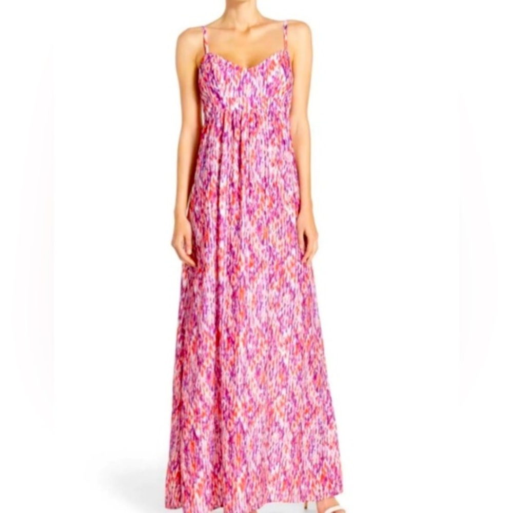 Felicity & Coco Red White Purple Aztec Watercolor Maxi Dress Sz S-NWOT